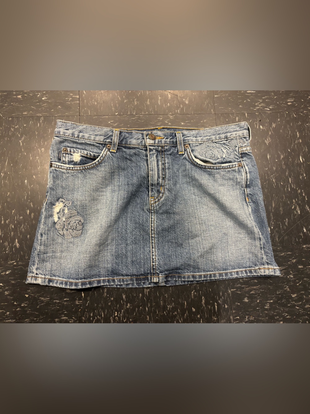 Earl Jeans Light Blue Denim Skirt with Floral Lining